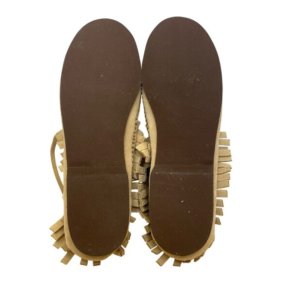 Lake Church Men’s Sand Suede Fringe Hand laced Hard Sole Moccasins Size 7.5 - Picture 9 of 10